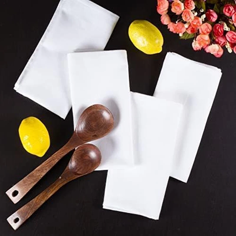 85% Cotton 15% Linen Dinner Cloth Set of 4 Napkins for Everyday Use over Sized E - Image 3 of 4