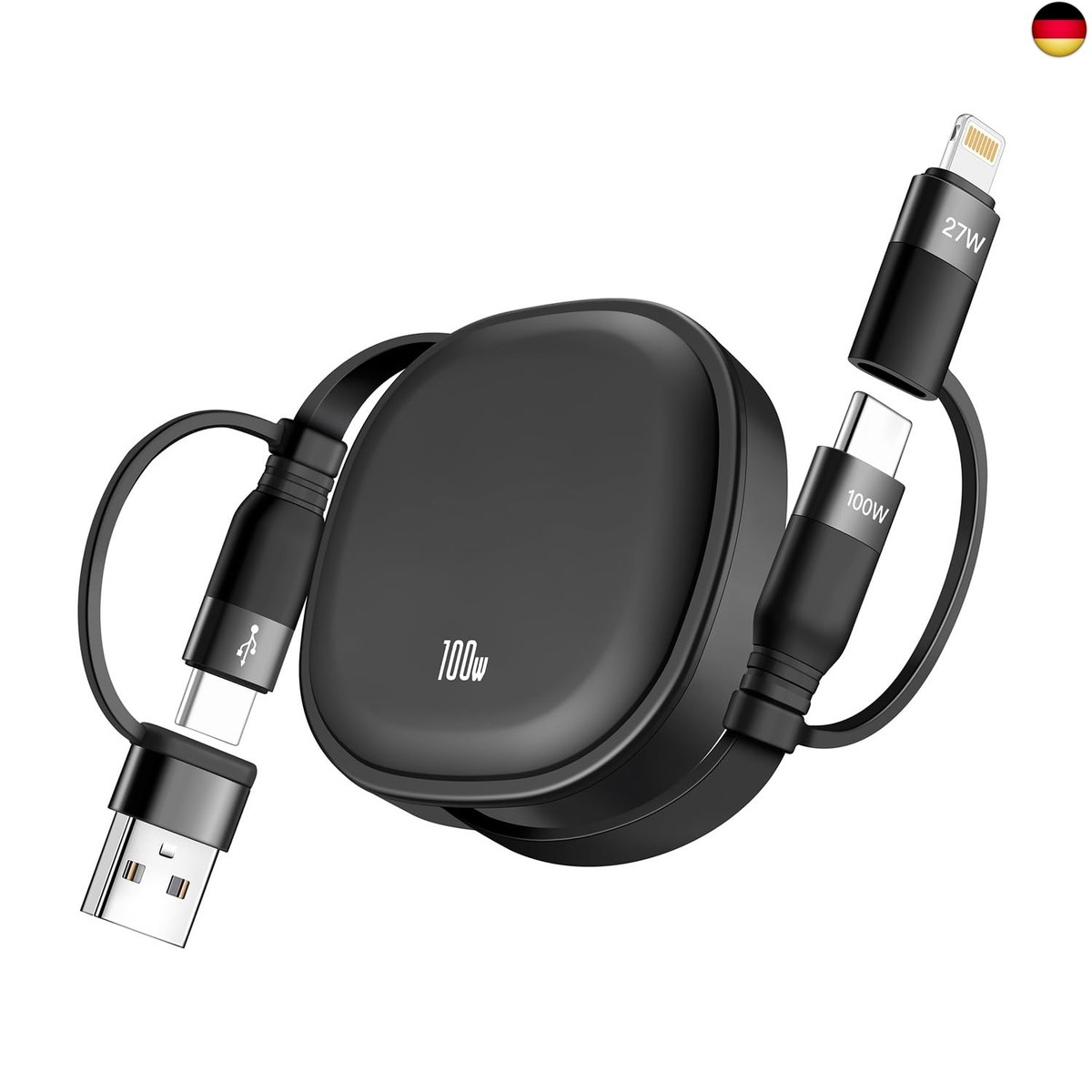 Minlu 4-in-2 USB-Ladekabel 3m [2 Stück] – Mit Lightning, Typ C, Micro USB Für IPhone & Android