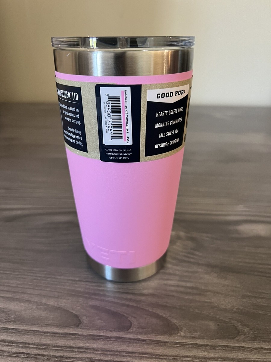 YETI Rambler POWER PINK 20oz Tumbler W/ MagSlider Lid Brand