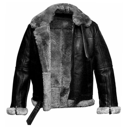 Mens Real Leather Bomber Fur Jacket UK RAF Aviator Pilot Flying Winter Coat - Picture 10 of 15