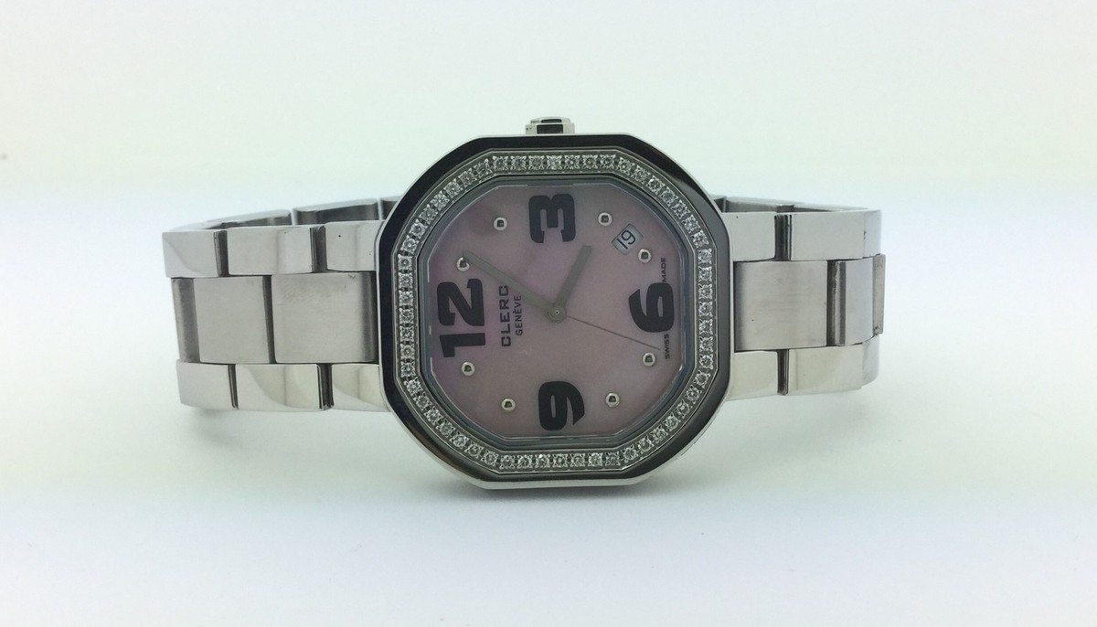 Ladies Stainless Steel CLERC C-ONE Diamond & Mother Of Pearl 