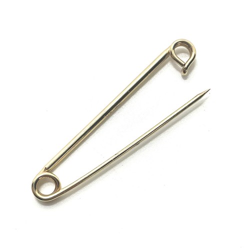 Vintage Safety Pin Lookalike Brooch Gold Tone Swank Gem