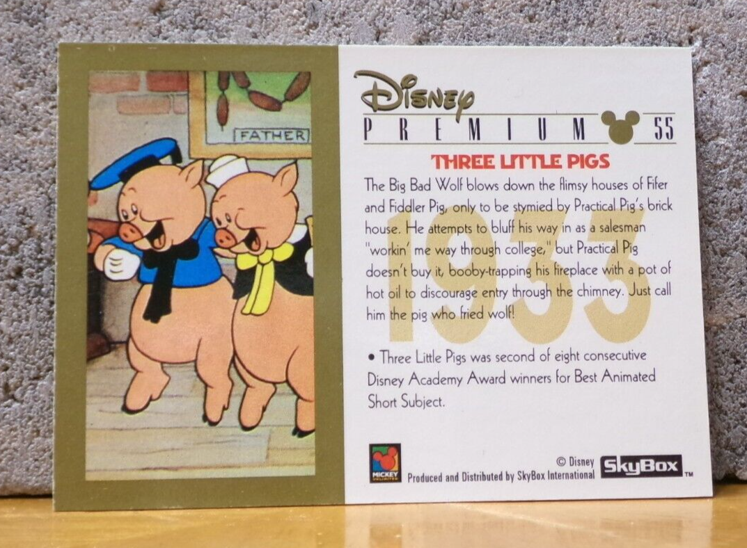 DISNEY PREMIUM TRADING CARD THREE LITTLE PIGS 1933 | eBay