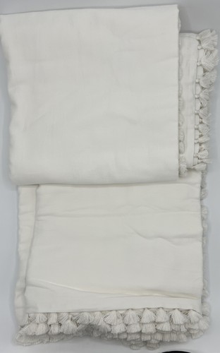 RH Baby & Child, Teen White Tassel Trimmed Washed Sateen Full /Queen Duvet Cover - Picture 3 of 3