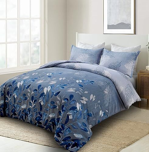 Comforter Set Navy Botanical Leaves Comforter for Bed Pieces - Main Image