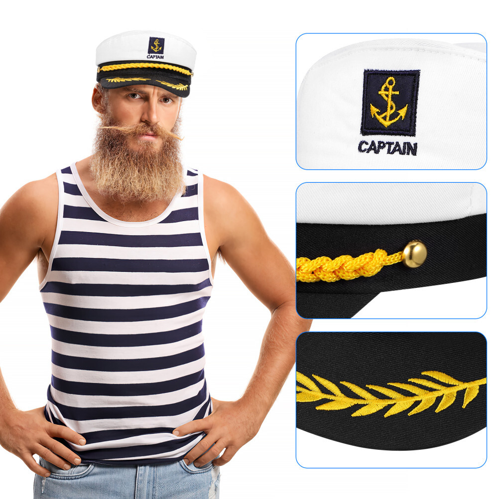 Funny Hat Pack Yacht Captain And Sailor Hat, Halloween Nautical