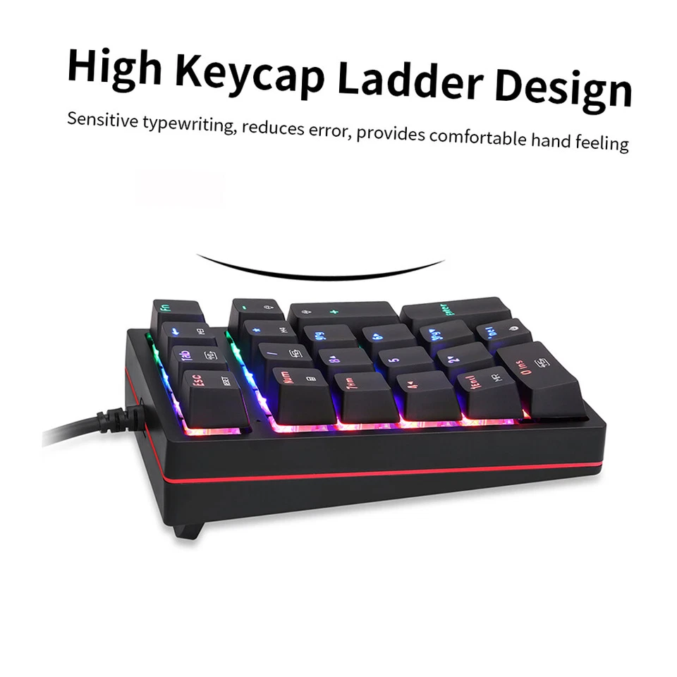Motospeed USB Wired Numeric Mechanical Keyboard 21 Keys RGB OUTEMU Blue Switch - Image 4 of 4