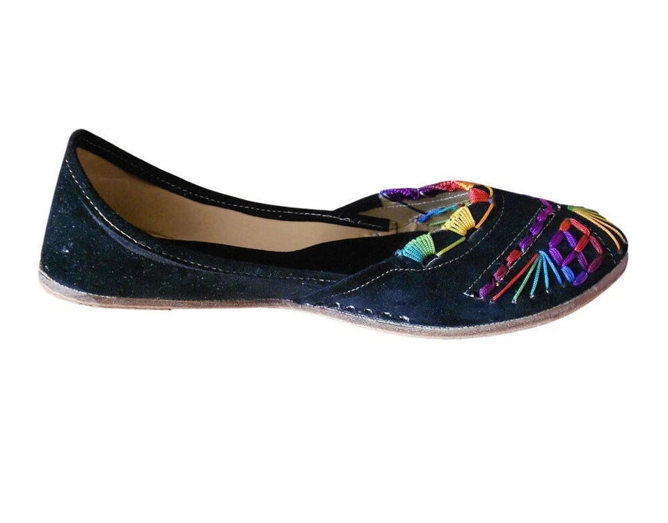 Mujeres Zapatos de Boda Indio Negros Hechos a Mano Jutties Ballet-Planos Mojaries EE. UU. 8 Foto 4 de 4