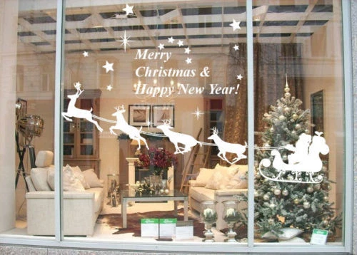 Christmas Santa on Sleigh Art Vinyl Wall Sticker Home DIY Wall Party Decoration - Image 3 of 4