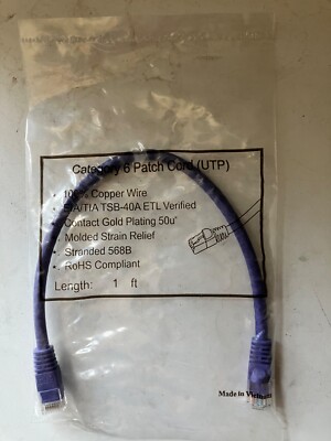 1ft. Category 6 Patch Cord (UTP), Purple