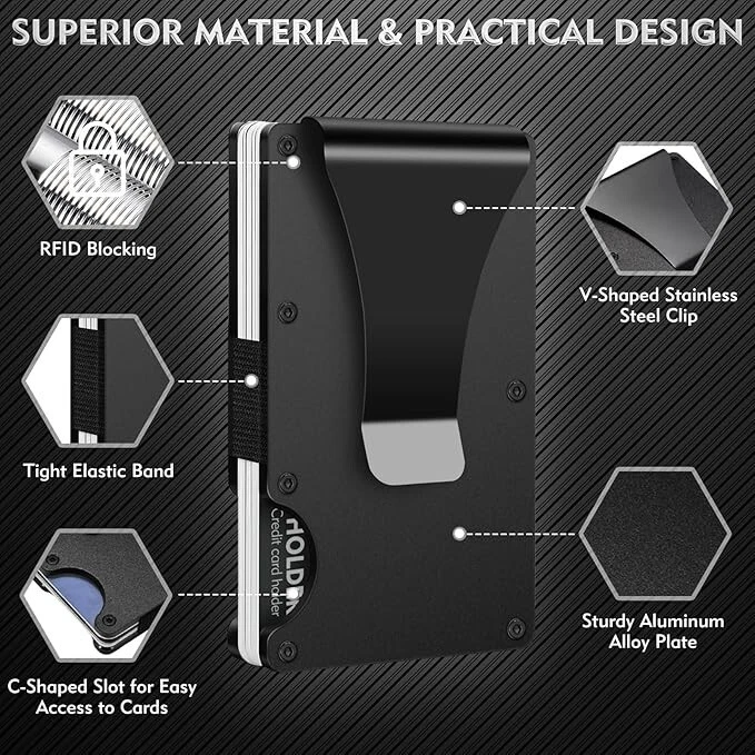 Cartera delgada de metal delgado con bloqueo RFID de los Cardenales de San Luis grabada con láser Foto 4 de 4