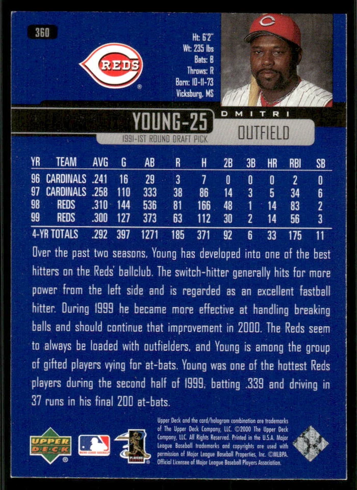 2000 Upper Deck Gold Reserve #259 Dmitri Young - Image 2 of 2