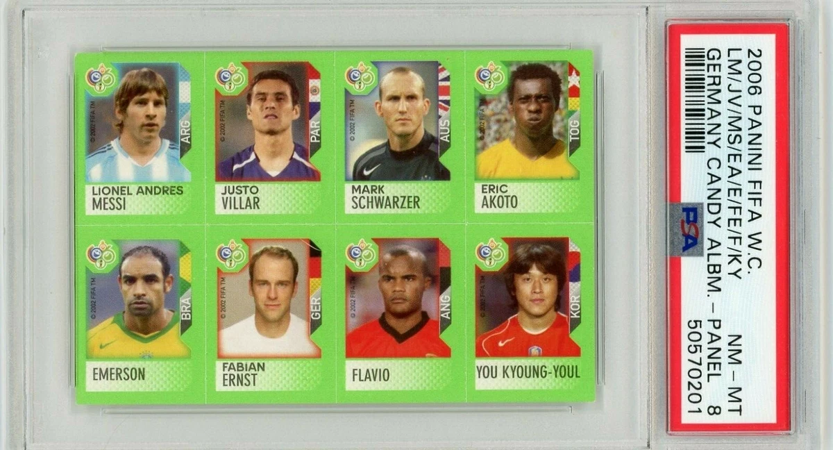 2006 Panini FIFA World Cup Soccer Candy Mini Sticker LIONEL MESSI ~ PSA 8 🔥