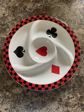 Ceramic Plate for Dip and Chips 12" Diameter Card Player Themed