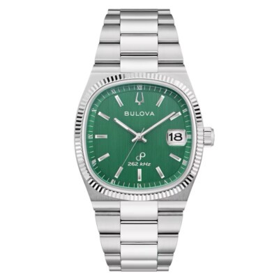 Bulova Super Seville Green Dial Fluted Bezel Precisionist 38mm Watch 96B439