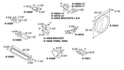 KOHLER COLIBRI K-10505-95 ICE GREY TOWEL RING BRACKET ONLY