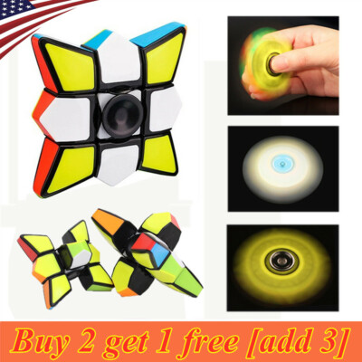 2in1 Fingertips Gyro Magic Rotating Cube Fidget Hand Finger Spinner Kid Toys Us Ebay