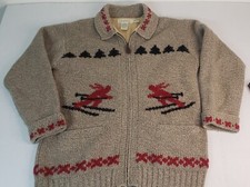 EDDIE BAUER LEGENDS Full Zip Cardigan Wool Blend Ski Sweater Small
