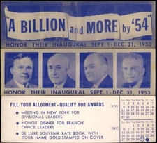 A Billion and More by '54 VARI-VUE 1954 Political Campaign Lenticular Calendar