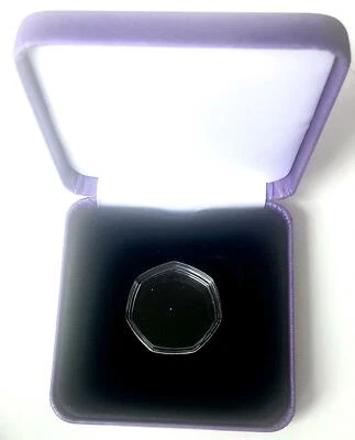 Deluxe Royal Purple Leatherette Metal Hinged Coin Case with 50p Premium Capsule