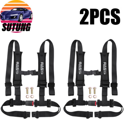 Universal 2PCS 2'' 4Point Racing Car Harness Sport Quick Release Safety Seat Belt