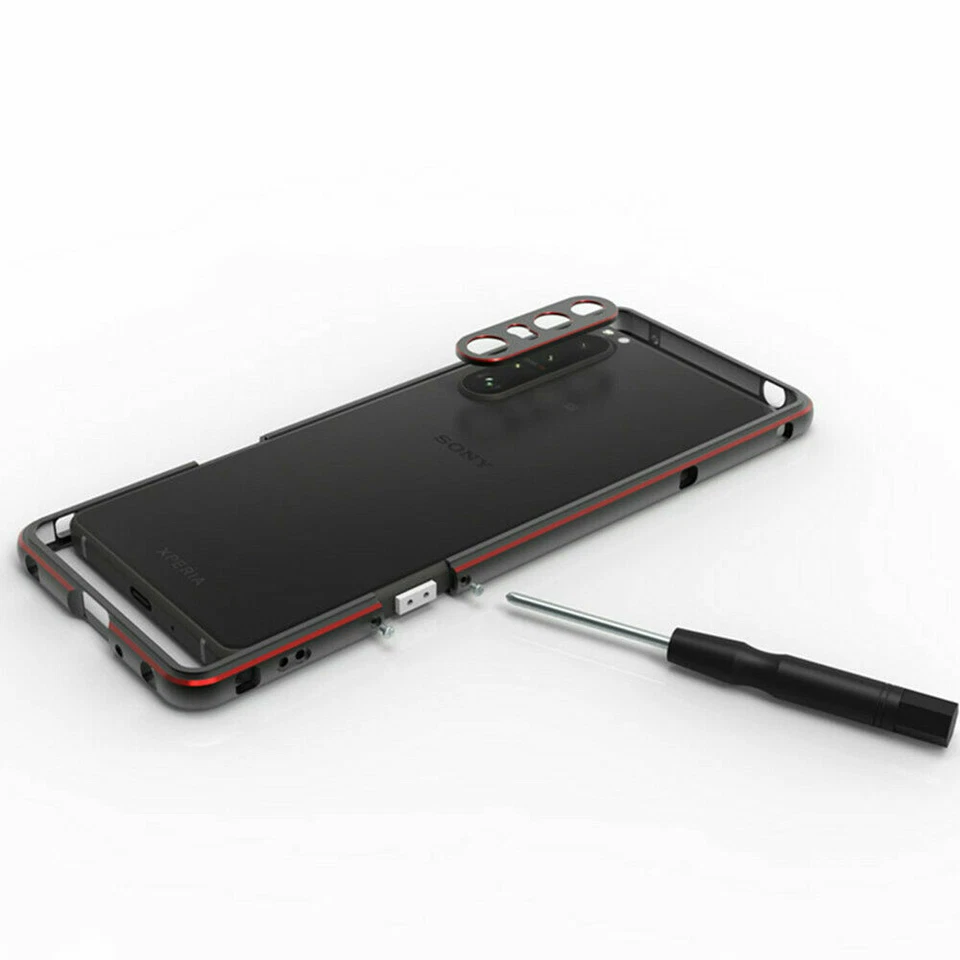Cubierta de marco de parachoques de metal de aluminio para Sony Xperia 1 III/10 III + Protector de cámara Foto 2 de 4