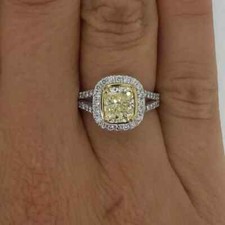 2Ct Cushion Cut Simulated Citrine 14K White Gold Plated Women's Engagement Ring