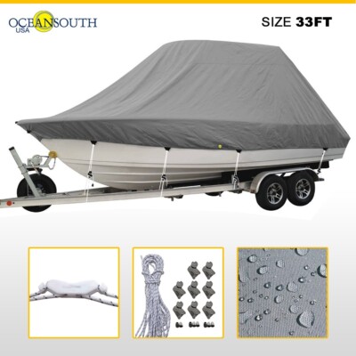 Oceansouth trailerable Waterproof Cover for T-Top Fishing Boat 32'7'' - 33'6''