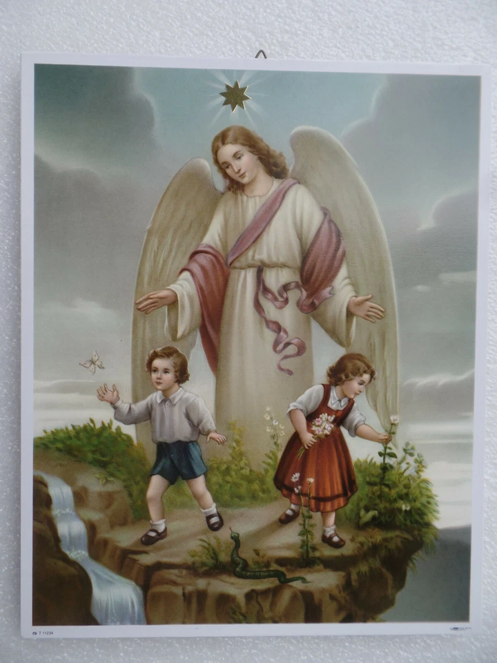 WAGNER Schutzengelbild Nr 27 Wand Engel Bild Kinder Geschenk 21 x 26 cm Sonderpreis