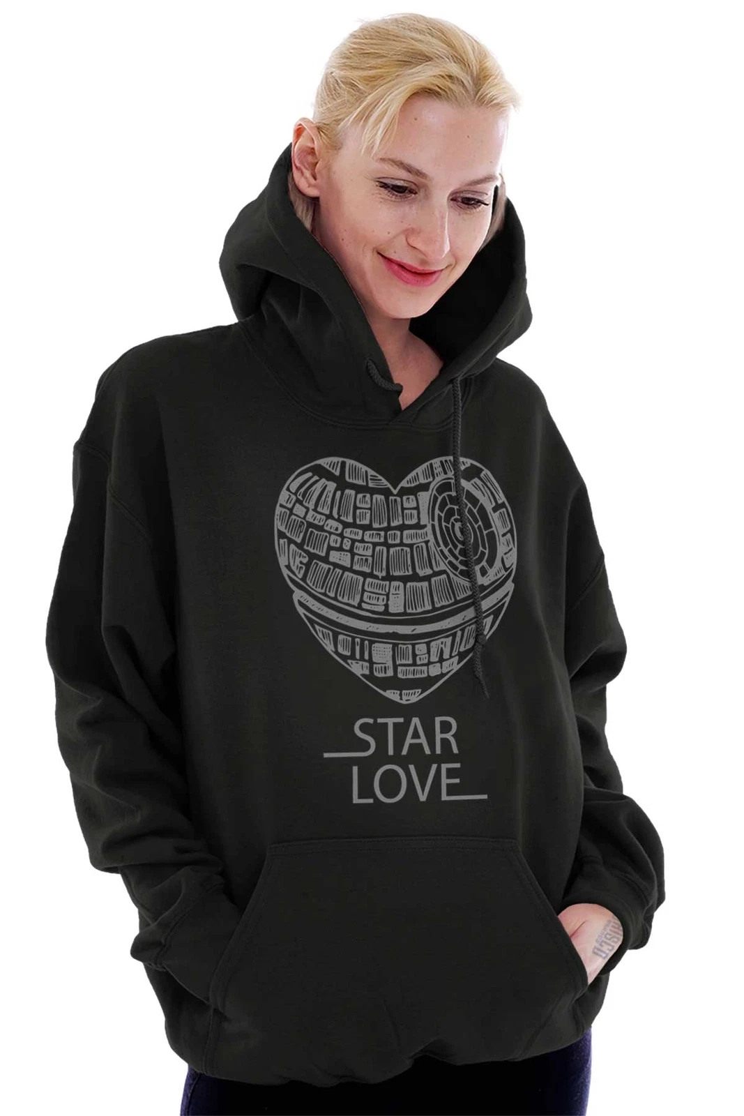Felpa con cappuccio da donna Nerdy San Valentino Space Movie Star Love