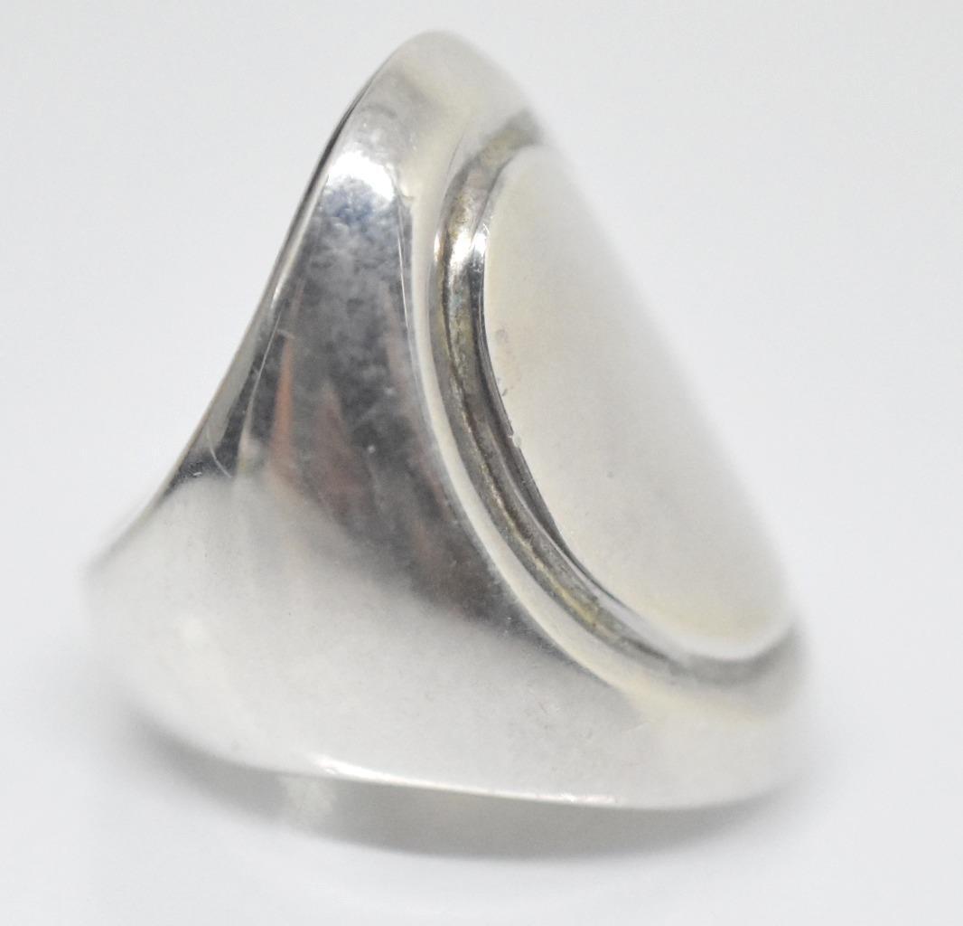 Modernist Solid Wide  Button 925 Sterling Silver … - image 2