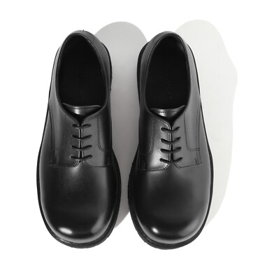 Firenze Atelier Men's Black Leather Round Toe Oxford Chunky