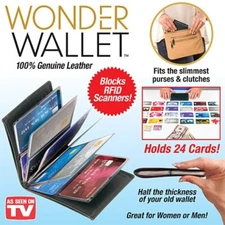 Wonder Wallet Amazing Slim Thin Wonder RFID Wallets As Seen on TV -Black Leather