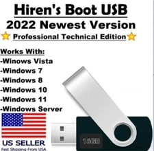 Hiren's Boot Utilities USB 16GB with Windows Drive Eraser, Password Reset & more
