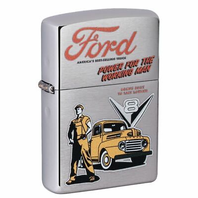 Zippo Ford Vintage Design Brushed Chrome Windproof Pocket 
