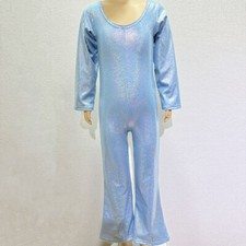 Kids Girl Boys Bodysuit Catsuit Jumpsuit Costume Fancy Dress Flared Retro Disco