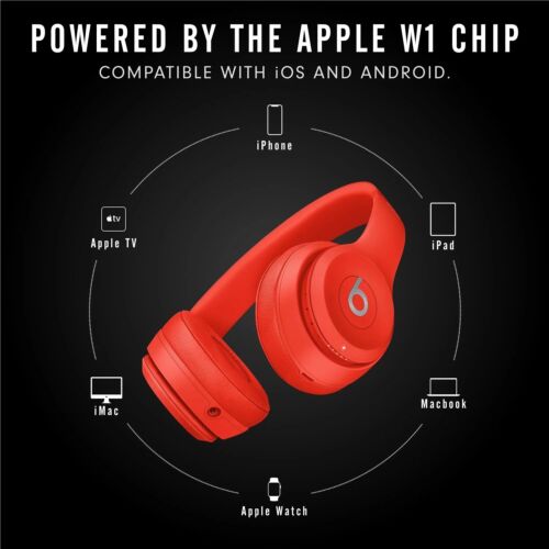 Beats Solo3 Wireless On-Ear Headphones, Citrus Red - Genuine Au Stock - Picture 7 of 10
