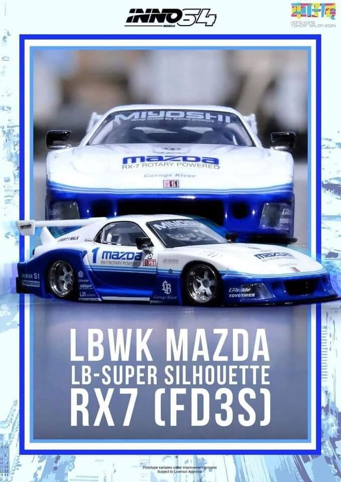 ミニカー INNO64 MODELO LB-WORKS RX7 autographed 1:64 Inno64 Mazda RX-7 FD3S LB-Super Silhouette LBWK Hong