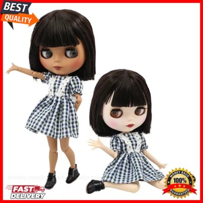 Blythe Doll Straight Brown Hair Matte Face Nude Jointed Body White Skin ''12 Gift
