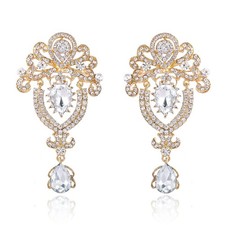 2 PCS Crystal Rhinestone Marquise Pear-Shaped Teardrop Flower Brooch Pin