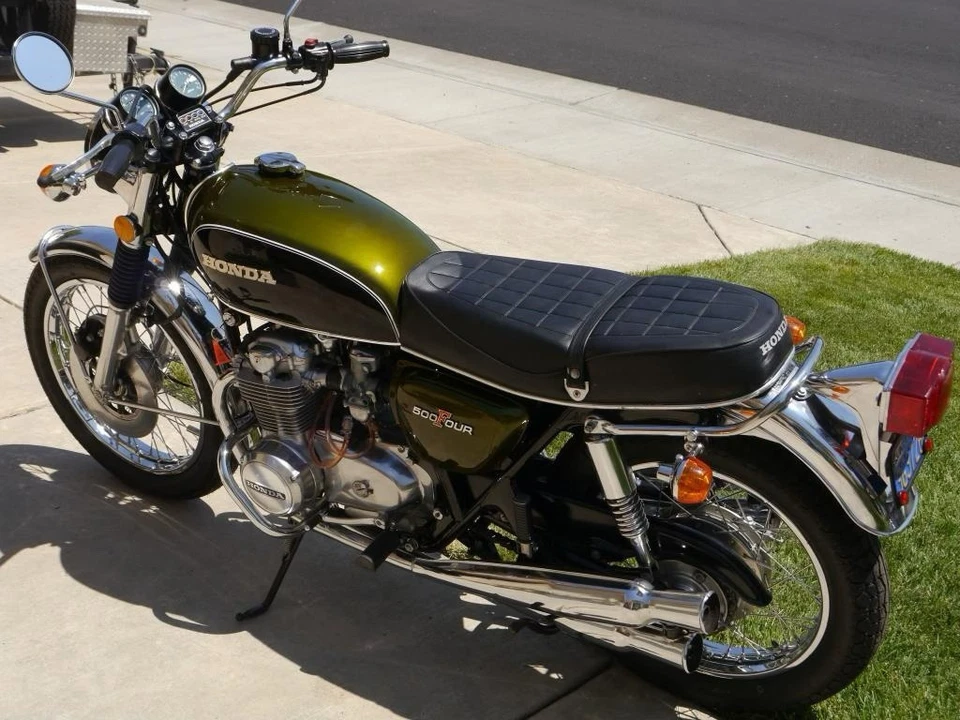 Honda CB550 CB550K 1974-75 Steel Green & Black Painted Petrol Fuel Gas Tank - Imagem 3 de 4