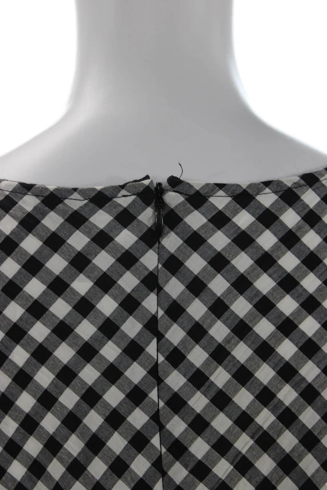Zara Womens 3/4 Sleeve Scoop Neck Gingham Blouse Top Black White Size 2XL - Image 4 of 4