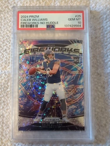2024 Panini Prizm - Fireworks Caleb Williams #25 No Huddle Prizm (RC) PSA 10
