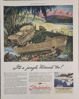 1945 Studebaker Flying Fortress Airplane Vintage Ad Its a Jungle Weasel Too
