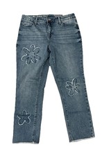 Laurie Felt Forever Denim Floral Crop Straight Jeans Size 6