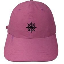 Brooks Brothers Baseball Cap Pink XL Ship Wheel Nautical Made in USA Cotton Hat
