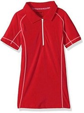 Cherokee Girls School Uniform Jersey Polo with Zip Plaquet, Red, 14/16