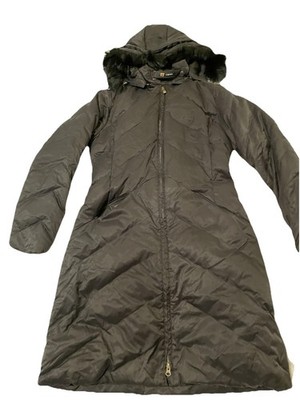 Vtg. Ciesse Piumini Italy Down Puffer Long Coat Detachable Faux Fur Hood Sz.44 M