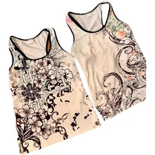 2 So Sporty Shirts  size Large tank tops multi colored design activewear