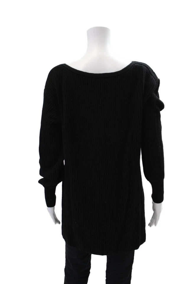 Intermix Womens Ribbed Wool Crew Neck Pullover Sweater Top Black Size Small Foto 3 de 4